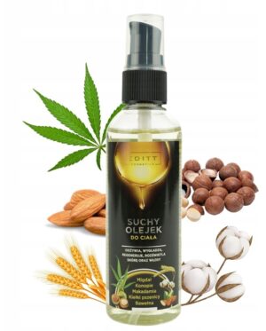 EDITT Suchy Olejek do ciała – Migdał, Konopie, Makadamia, Kiełki Pszenicy, Bawełna 100 ml