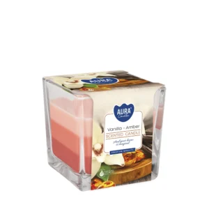 AURA CANDLES – Vanilla Amber – trójkolorowa świeca zapachowa 170 g