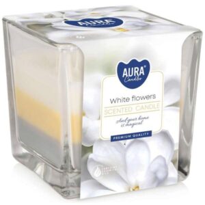 AURA CANDLES – White Flowers – trójkolorowa świeca zapachowa 170 g
