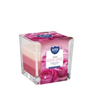 AURA CANDLES – Rose – trójkolorowa świeca zapachowa 170 g