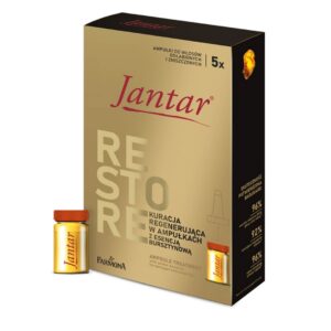 Jantar Restore – Regenerująca Kuracja w Ampułkach z Esencją Bursztynową do Włosów Osłabionych i Zniszczonych, 5×5 ml