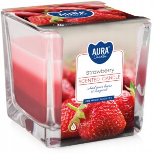 Świeca Zapachowa 3-Kolorowa – Truskawka, 170 g, ok. 32h palenia
