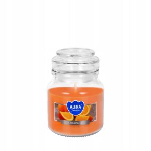 Bispol Aura Świeca Zapachowa „Orange” 120 g – świeży, cytrusowy aromat pomarańczy, czas palenia ok. 28h