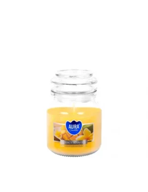 Bispol Aura Świeca Zapachowa „Juicy Mango” 120 g – egzotyczny, soczysty aromat mango, czas palenia ok. 28h