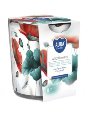 Bispol Aura Świeca Zapachowa „Wild Flowers” 100 g – naturalny, kwiatowy aromat łąki, czas palenia ok. 22h