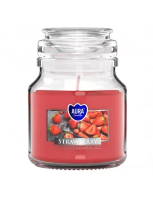 Bispol Aura Świeca Zapachowa „Strawberry” 120 g – słodki, owocowy aromat truskawki, czas palenia ok. 28h